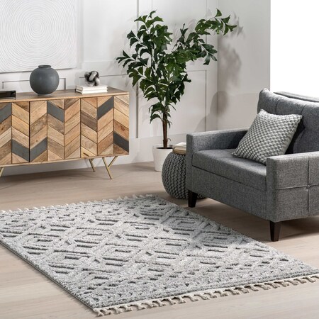 Nuloom Akia Lattice High/Low Tassel Area Rug 3ft x 5ft OZDN18B-305